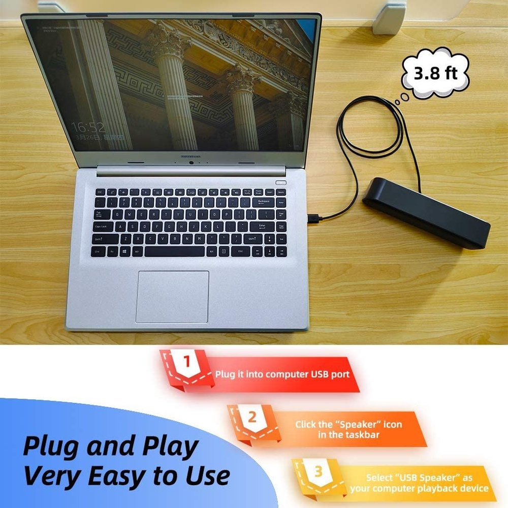 Speaker USB For Lenovo, Hp, Chomebook Laptop (USB 5V) Portatil - Picture 4 of 4